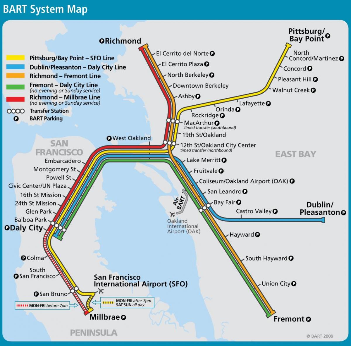 Համակարգը Սան Ֆրանցիսկոյում Bart քարտեզի վրա