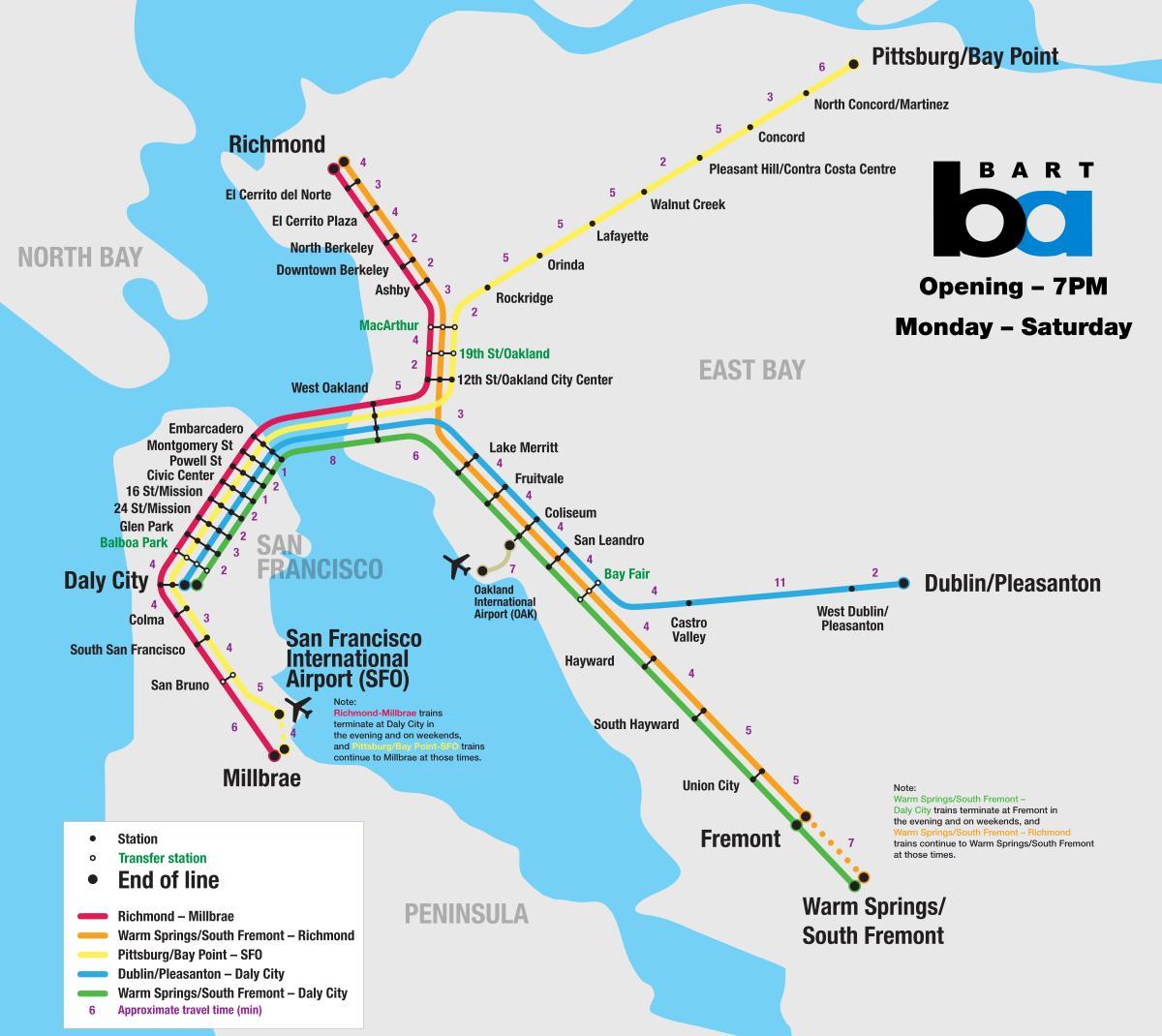 Bart համակարգի Սան Ֆրանցիսկոյում քարտեզի վրա