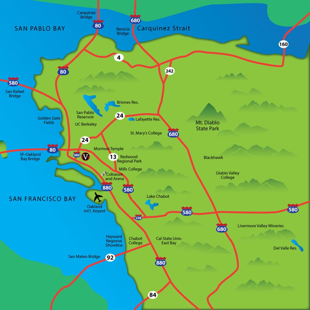 east bay Կալիֆորնիա քարտեզ