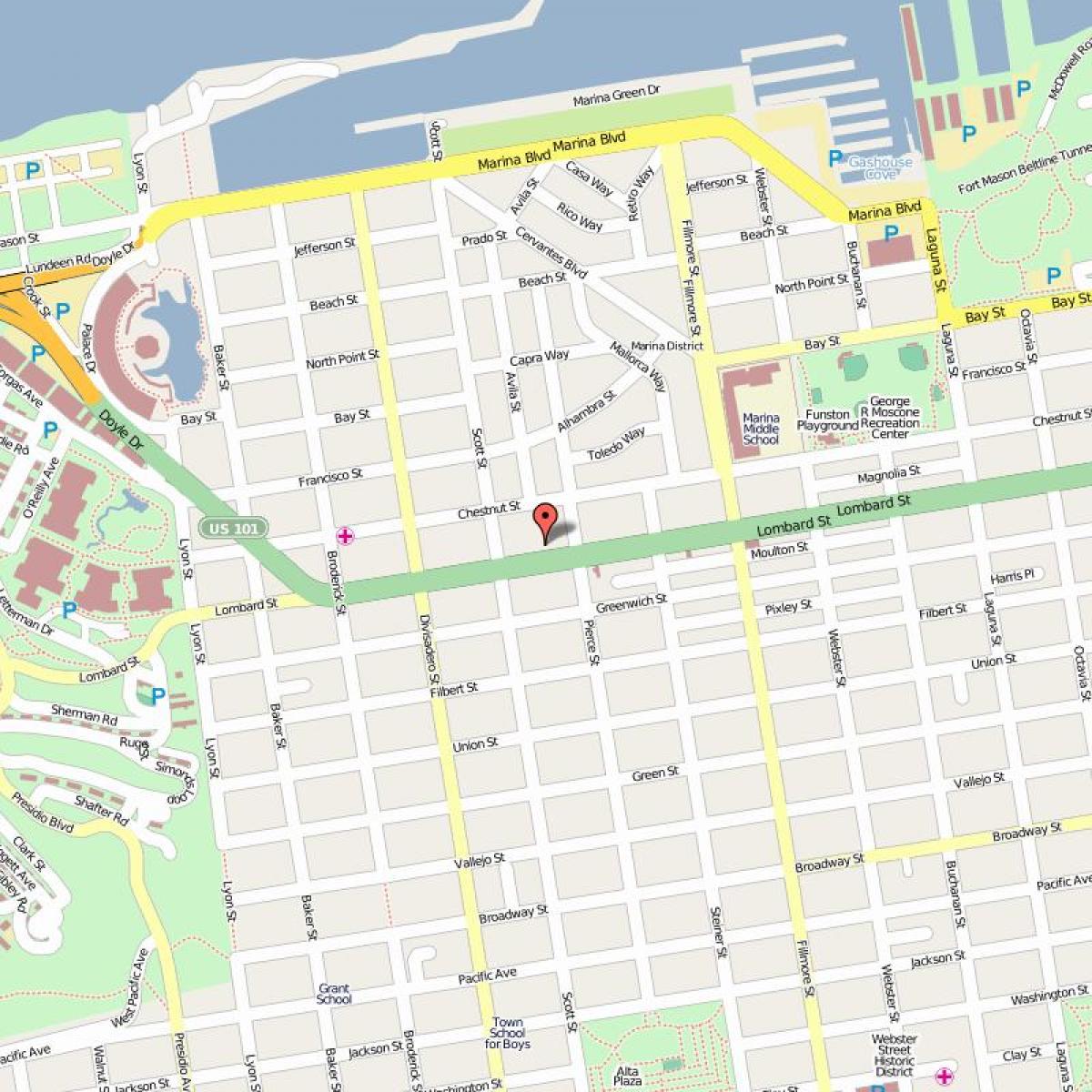 Քարտեզ Lombard street Սան Ֆրանցիսկոյում