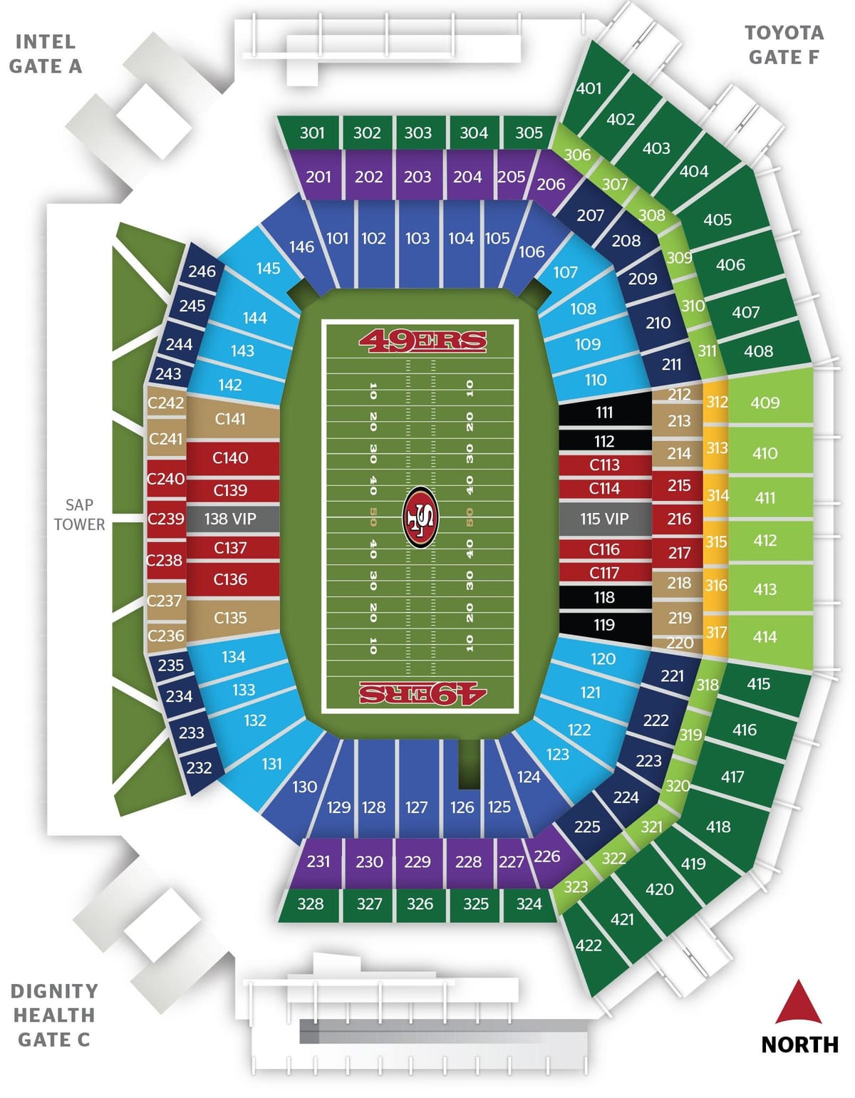 Քարտեզ San Francisco 49ers մարզադաշտ 