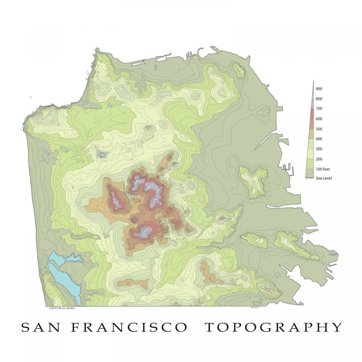 Սան-Ֆրանցիսկոյում մասշտաբի տեղագրական քարտեզի վրա