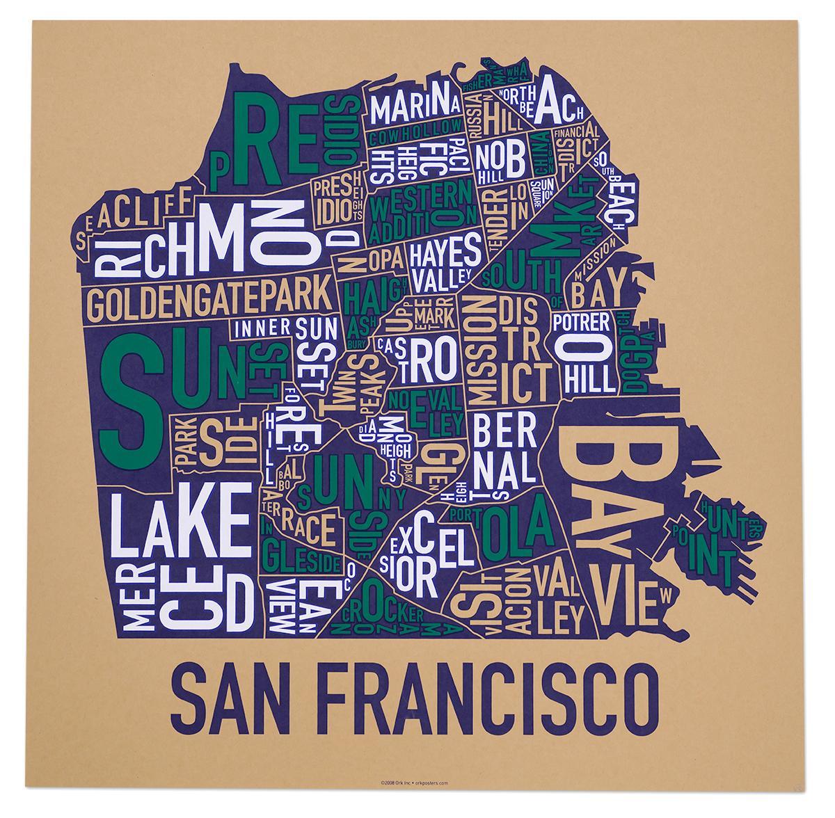 Շրջապատը Սան Ֆրանցիսկոյում քարտեզ պաստառը