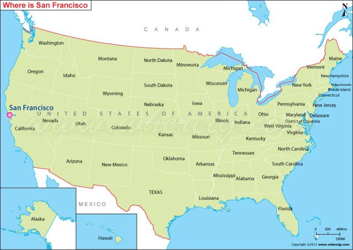 քարտեզ Սան-Ֆրանցիսկո, Կալիֆորնիա, ԱՄՆ