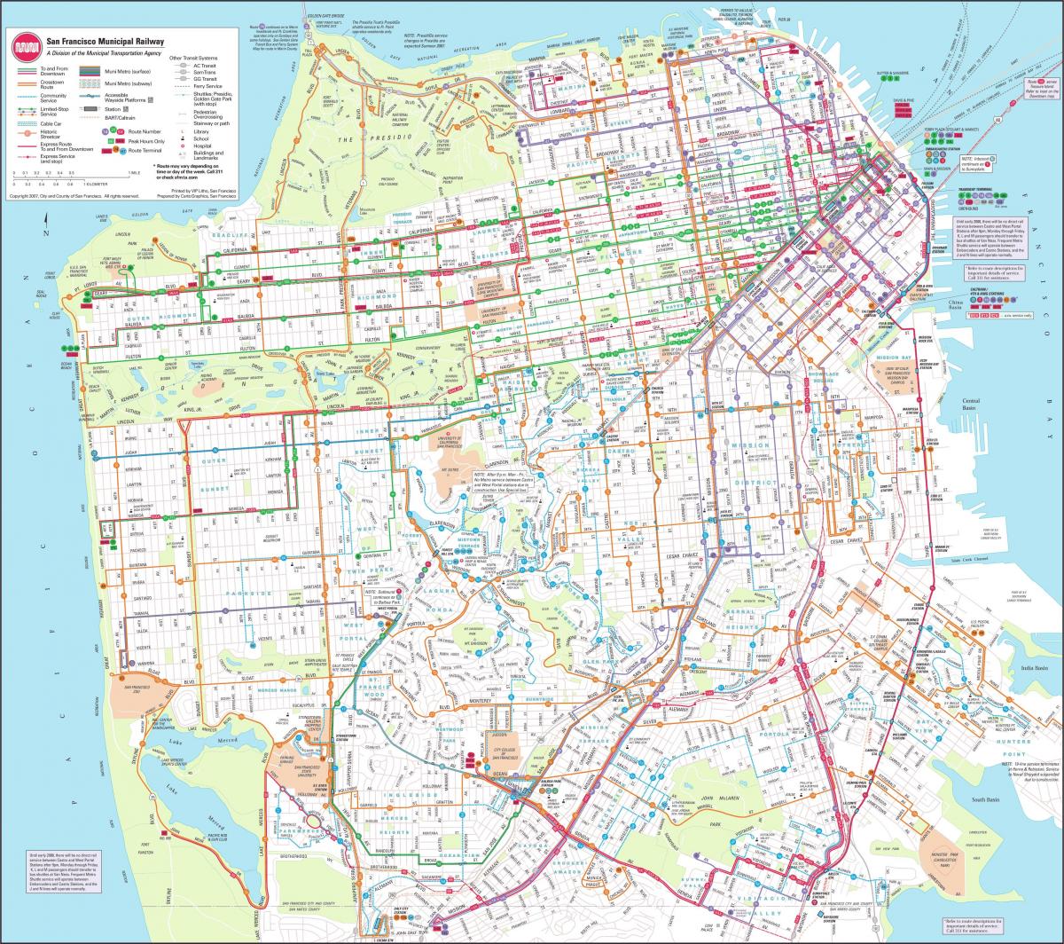 Քարտեզ է Սան Ֆրանցիսկոյի քաղաքային երկաթուղին