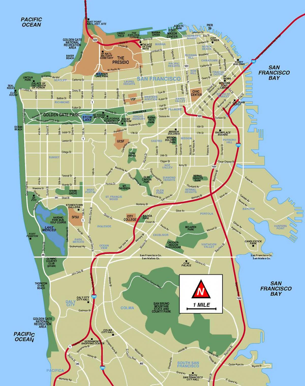 Սան-Ֆրանցիսկոյում զբոսայգի քարտեզ