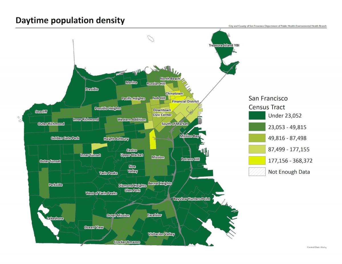 Քարտեզ բնակչության խտության Սան Ֆրանցիսկոյում 