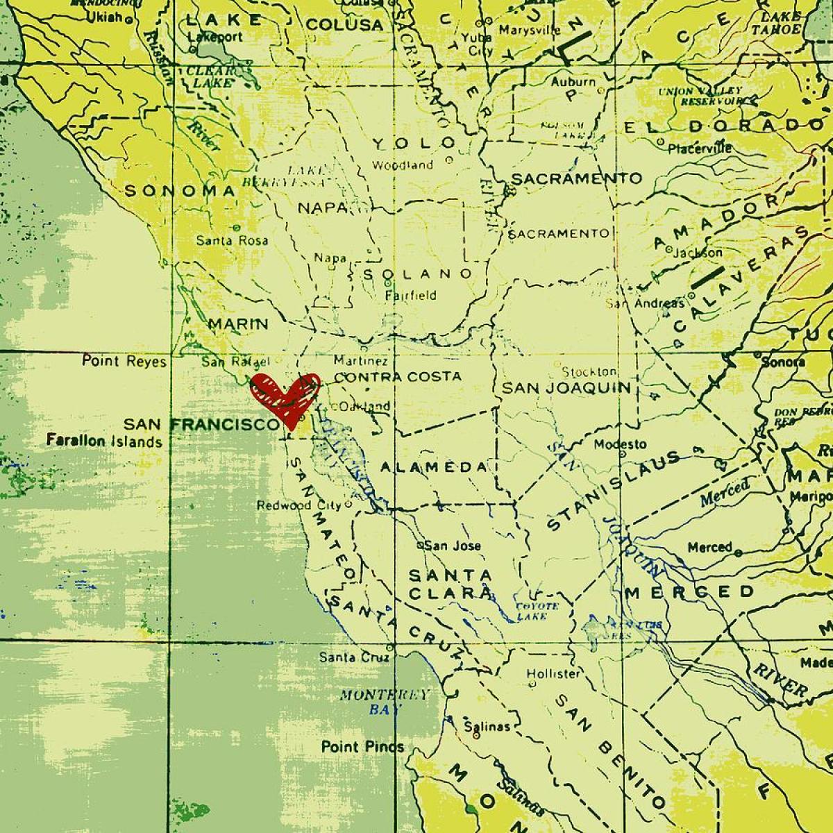 սրտի Սան Ֆրանցիսկոյում քարտեզի վրա