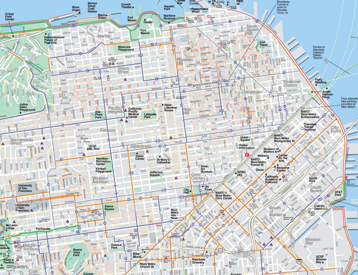Քարտեզ ամբողջ Սան Ֆրանցիսկոյում