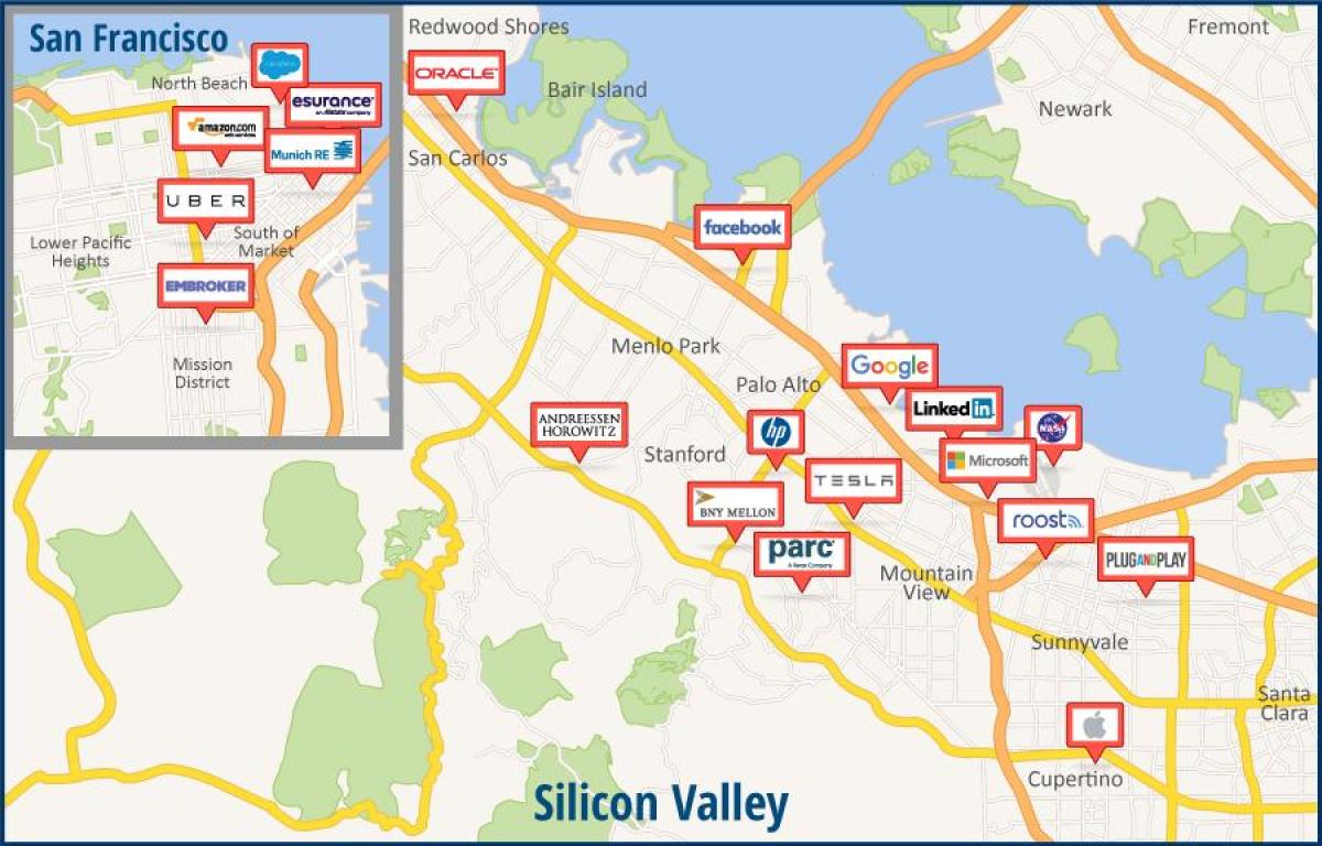 Քարտեզ Silicon valley տուր