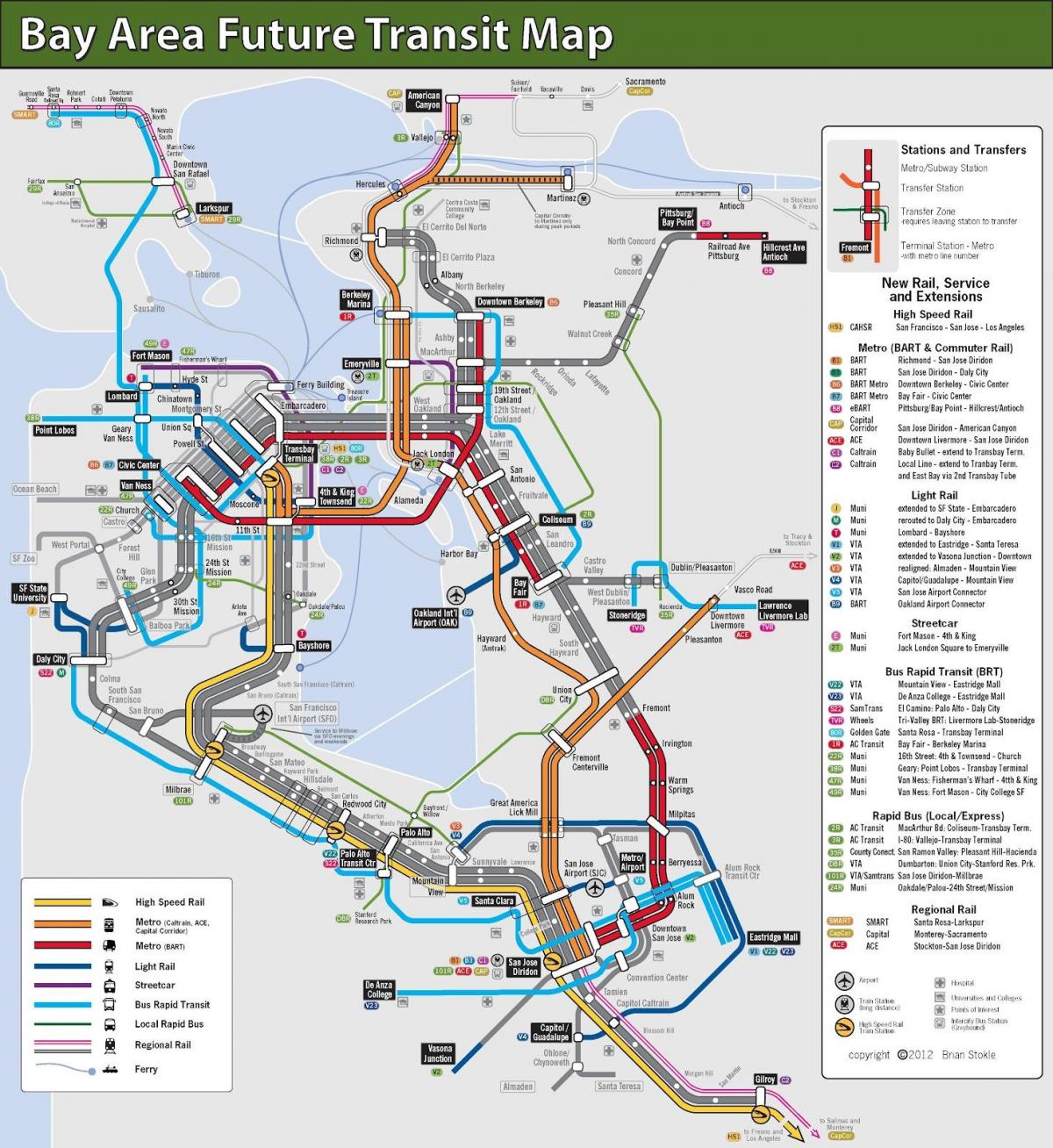 Սան-Ֆրանցիսկո քաղաքի հասարակական տրանսպորտի քարտեզ