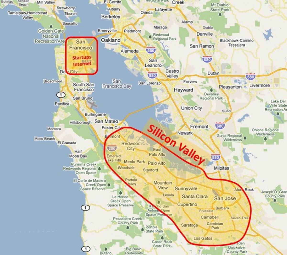 Silicon valley քարտեզ 2016