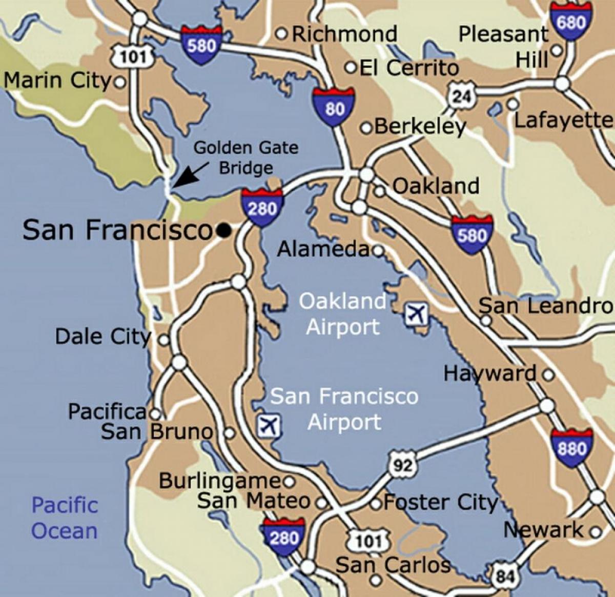 Քարտեզ է Սան-Ֆրանցիսկոյի օդանավակայան եւ շրջակայքը
