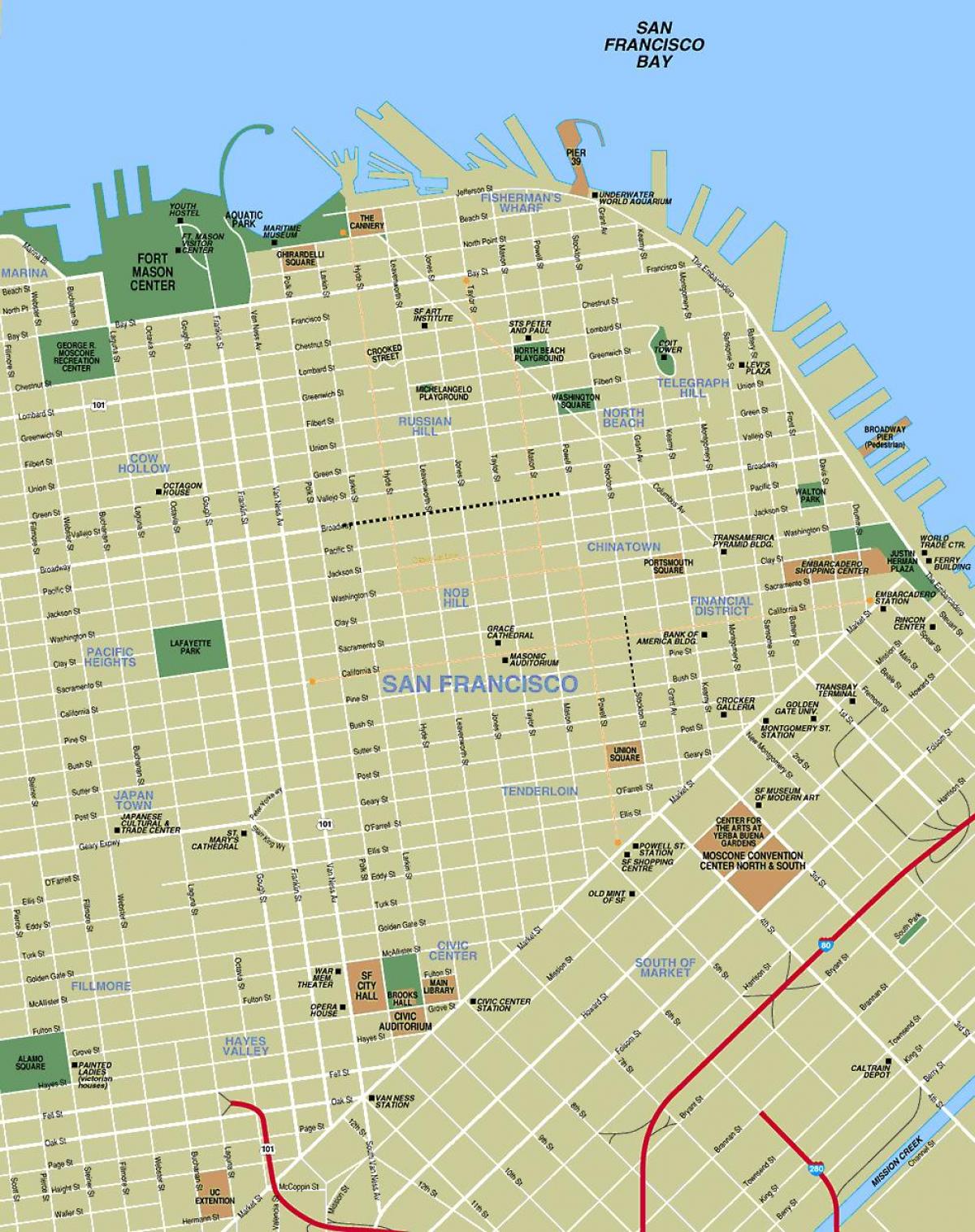քարտեզը Սան Ֆրանցիսկո քաղաքի ca