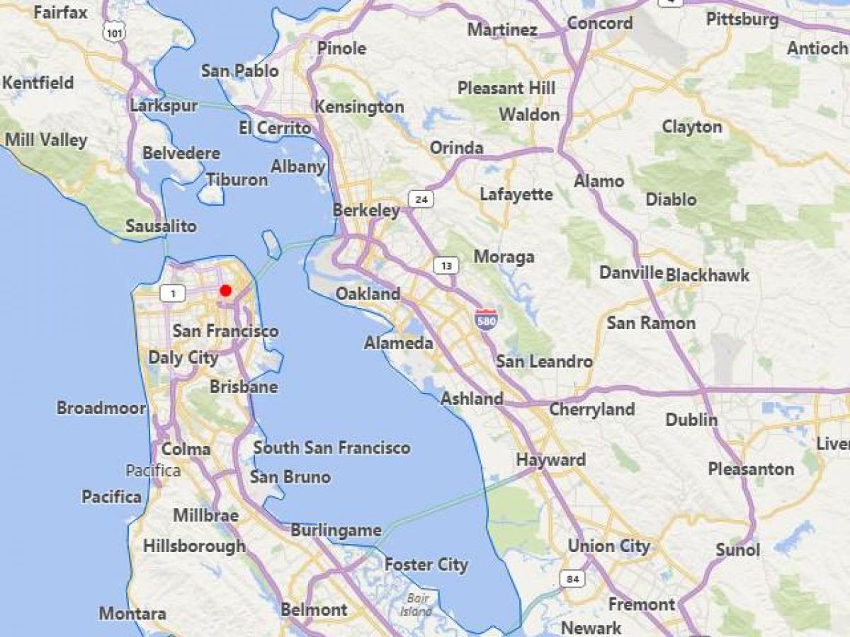 քարտեզ է Քալիֆորնիայի քաղաքների, հեռու Սան Ֆրանցիսկոյում