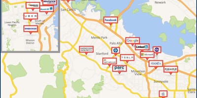 Քարտեզ Silicon valley տուր