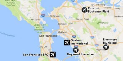 Օդանավակայաններ կողքին Սան Ֆրանցիսկոյում քարտեզի վրա